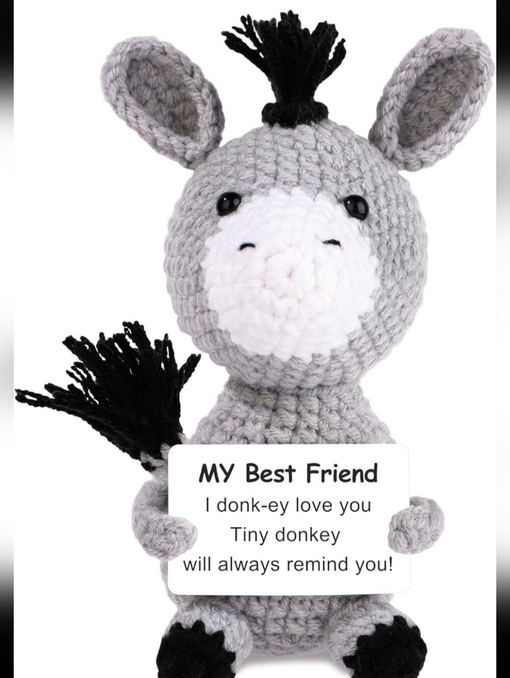Crochet Donkey Plush 'My Best Friend' Positive Donkey NIP